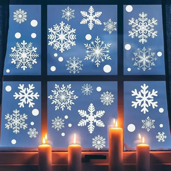 NEW Partymall Christmas Snowflake Window Clings Stickers Holiday Decor Blue - Picture 1 of 3
